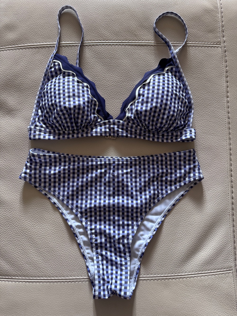 Women’s NWT Blue & White Gingham Bikini Set - size L